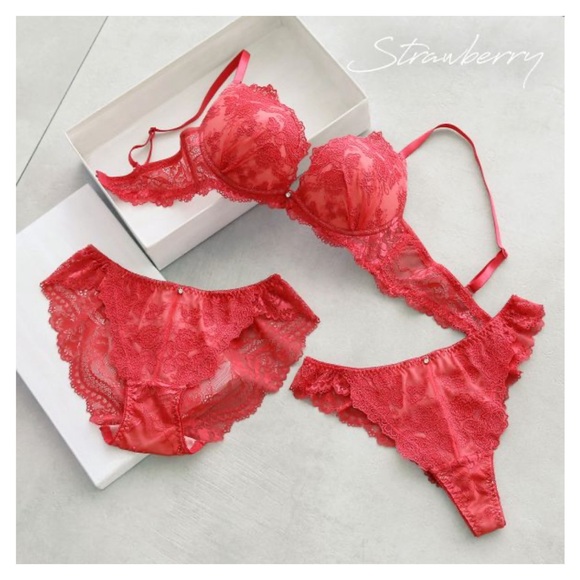 3pcs Set Shirohato embroidered push-up bra & thong & panties Japanese Brand - Picture 2 of 16